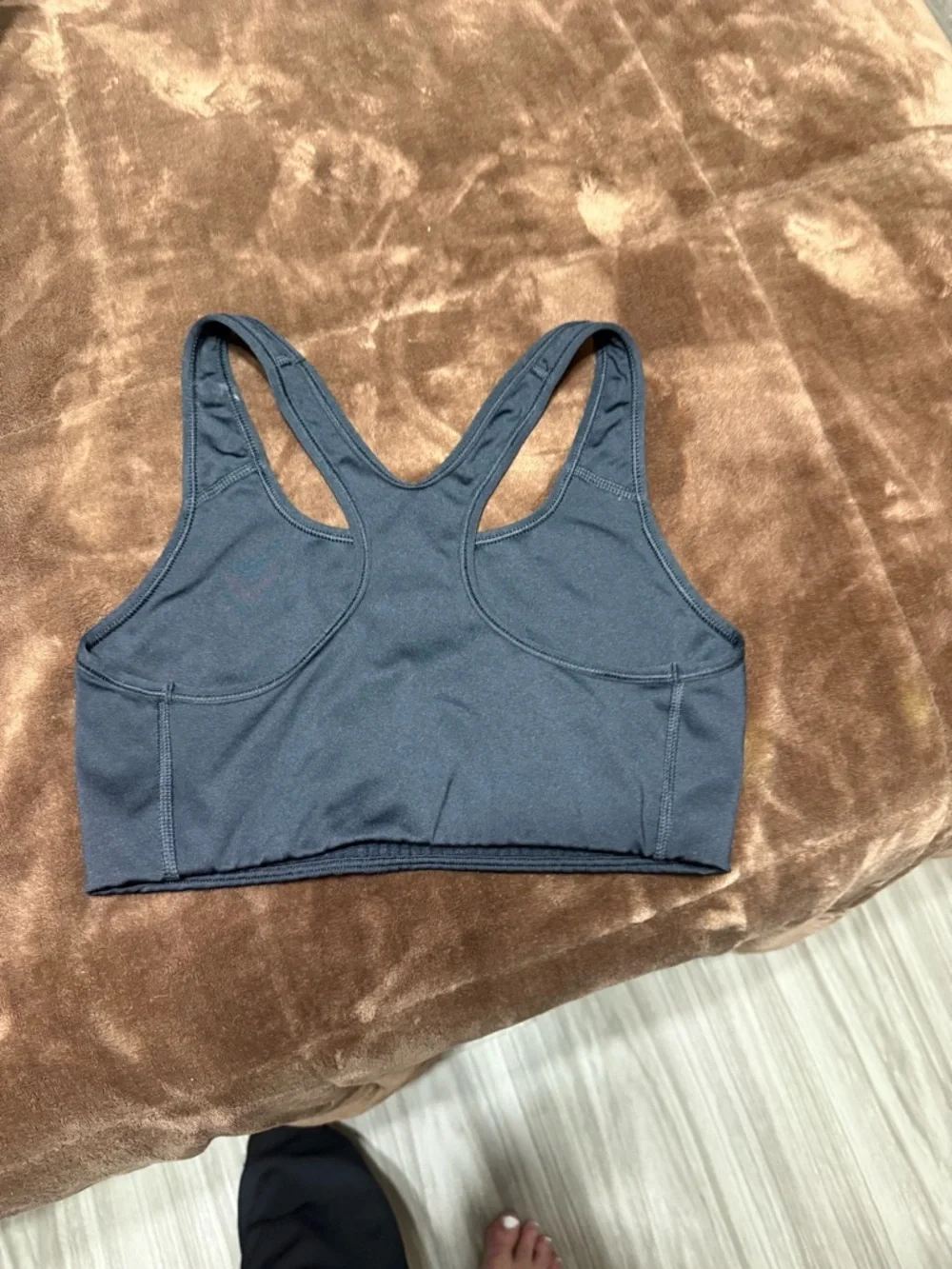 Woman’s size medium Nike Black Racerback Sports Bra with White Swoosh - Picture 10 of 11